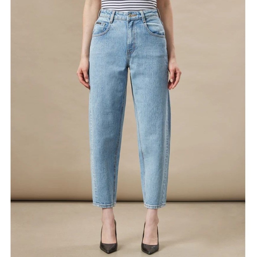 High Rise Jeans Light Wash Tapered Balloon Leg Denim Frank and Oak NWT Womens 27